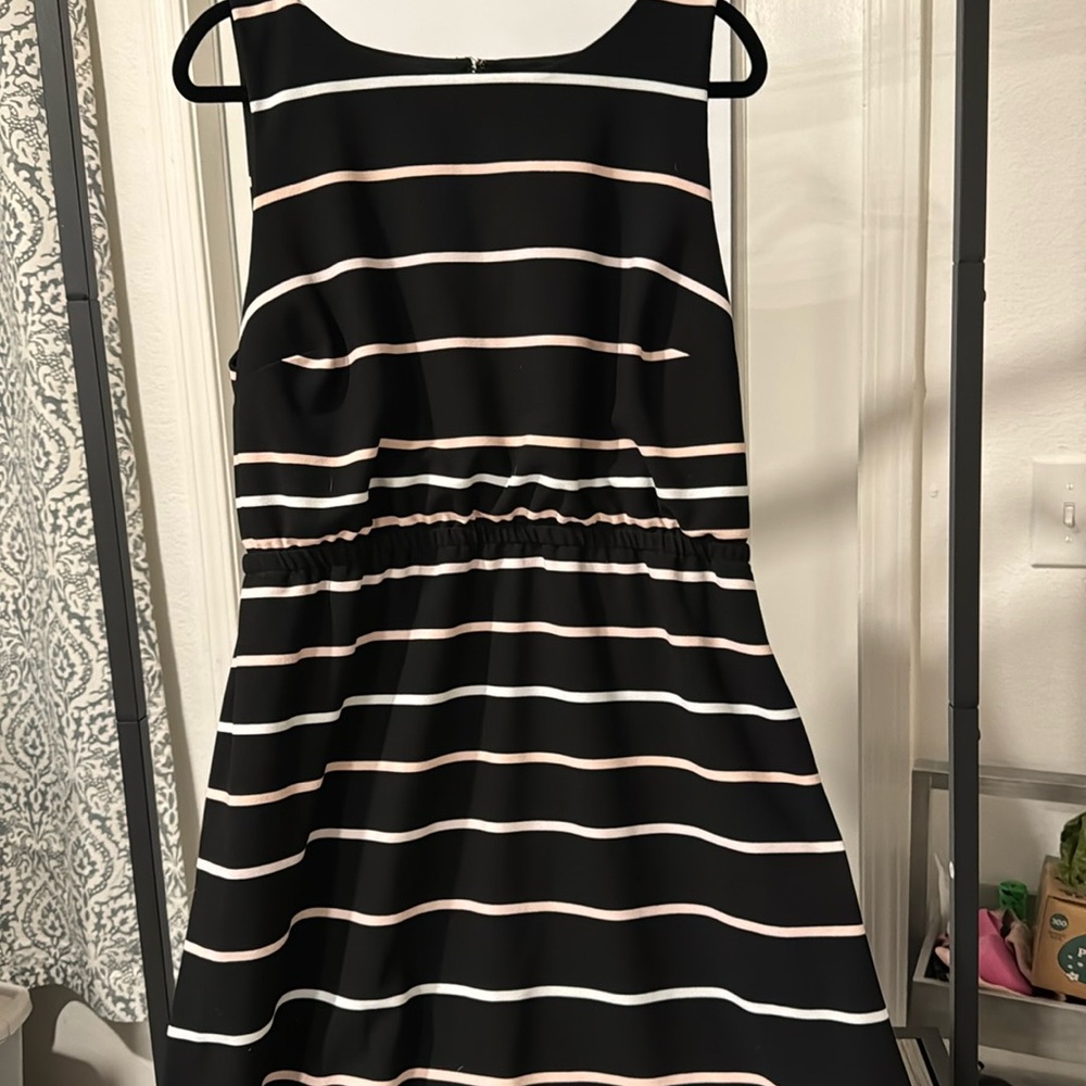 Business casual dress pink and white stripes